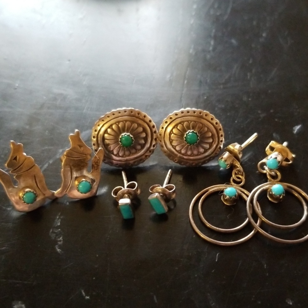 Lot of turquoise sterling earrings